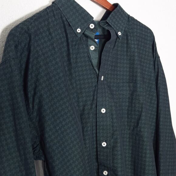 Resistol Men's Button Down Shirt Green Micro Houndstooth XL Heritage Western - Picture 3 of 7